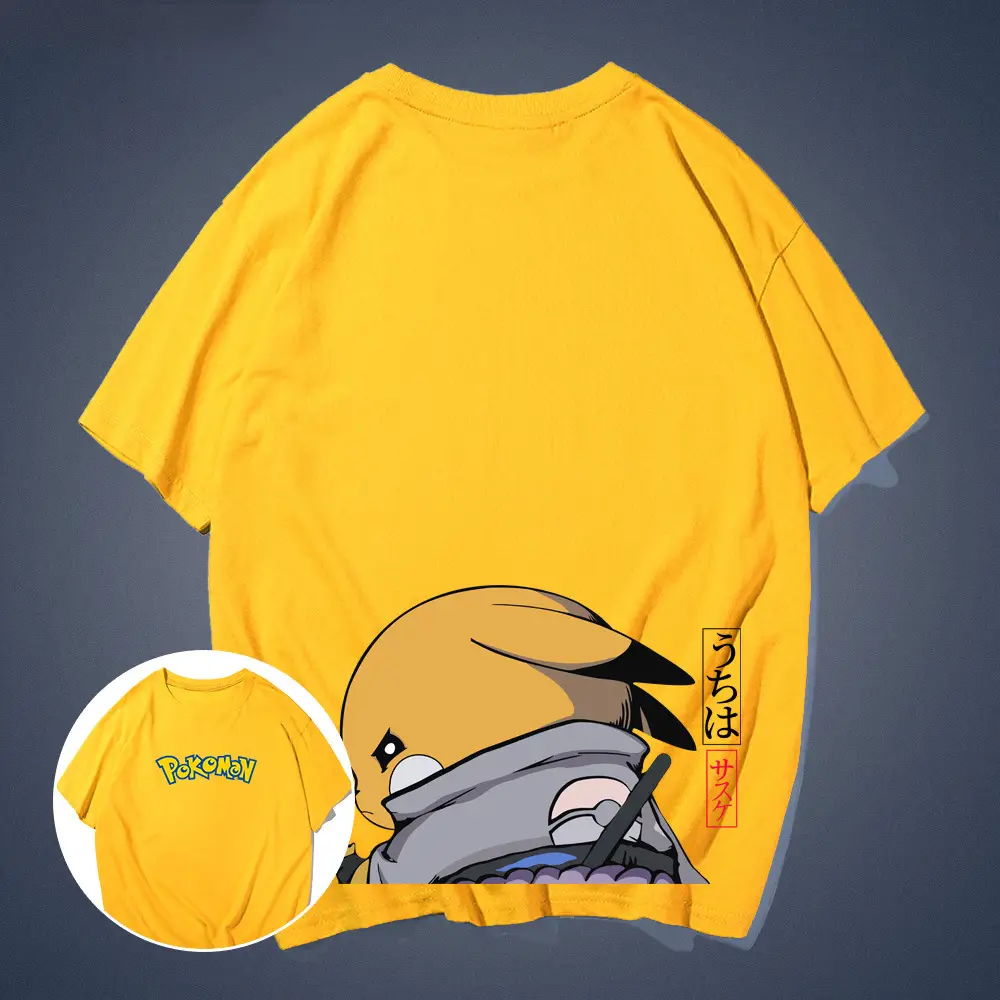 Men Women Cartoon T-Shirt Green Pikachu Sasuke - Image 3