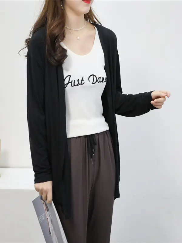Women Blue Modal Sun Protection Coat Long Sleeve - Image 9