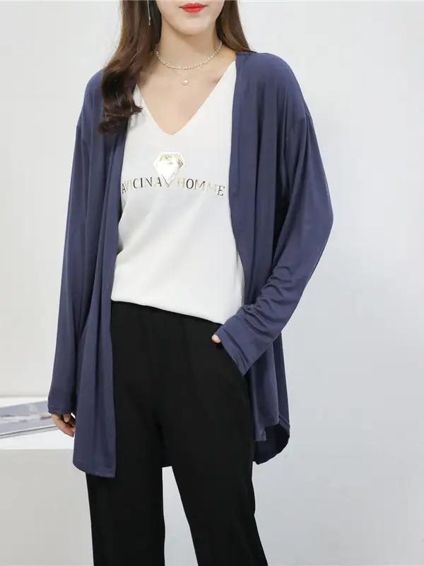 Women Blue Modal Sun Protection Coat Long Sleeve - Image 10