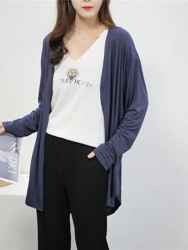 Women Blue Modal Sun Protection Coat Long Sleeve - Image 11