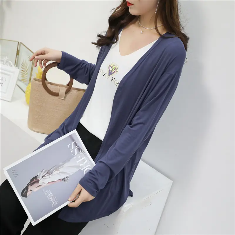 Women Blue Modal Sun Protection Coat Long Sleeve — feature 26