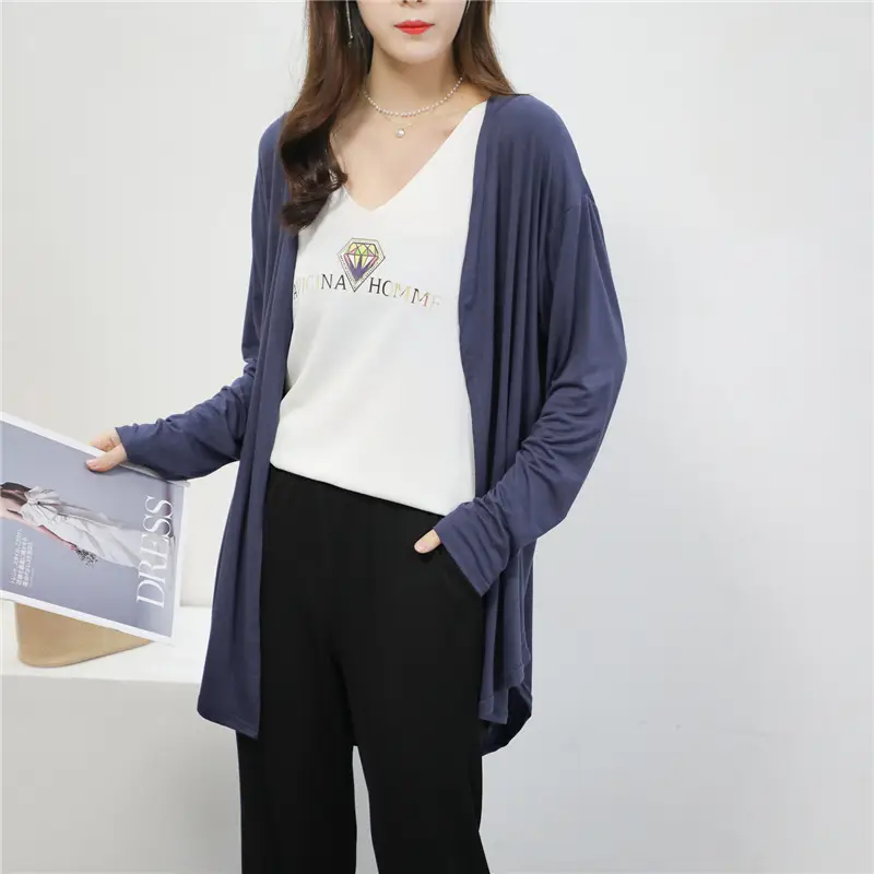 Women Blue Modal Sun Protection Coat Long Sleeve - Image 4