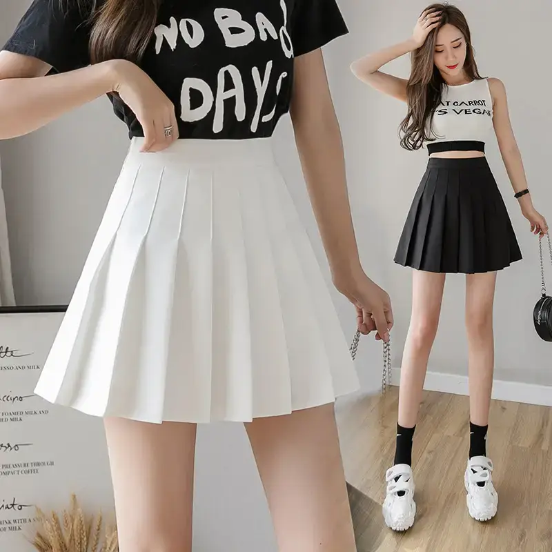 Women Pleated Skirt Solid Color Winter Autumn - Image 7
