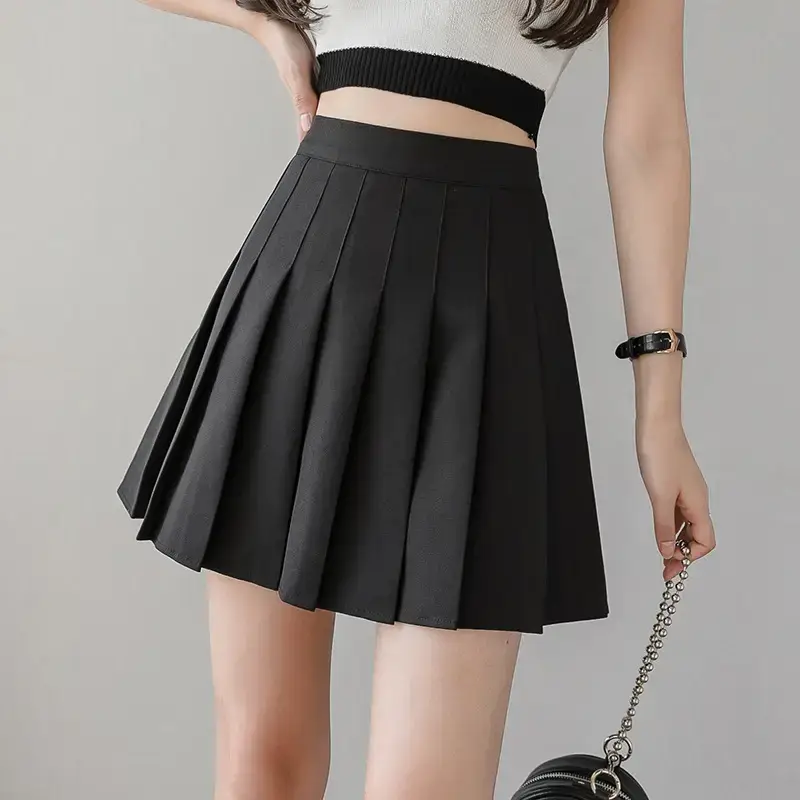 Women Pleated Skirt Solid Color Winter Autumn - Image 2