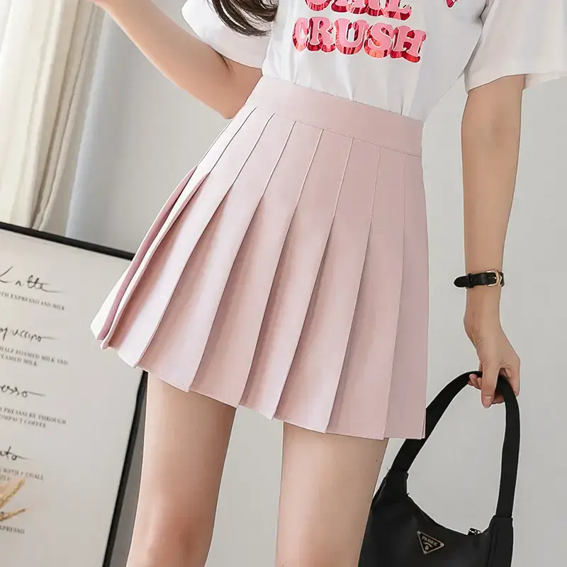 Women Pleated Skirt Solid Color Winter Autumn - Image 3