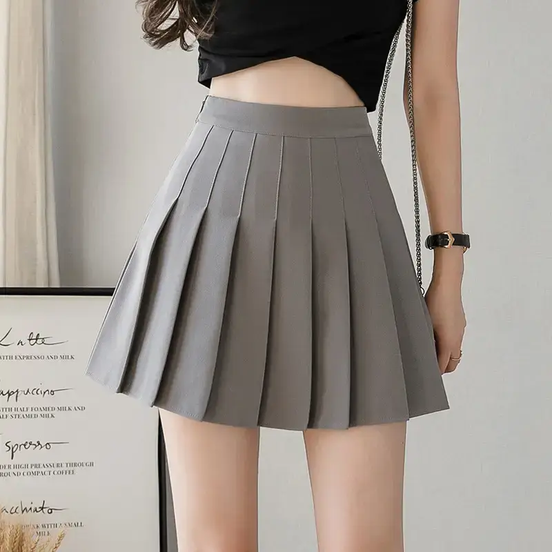 Women Pleated Skirt Solid Color Winter Autumn - Image 4