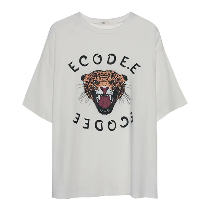 Korean Style Women Black Graphic T-Shirt Round Neck Loose - Image 6