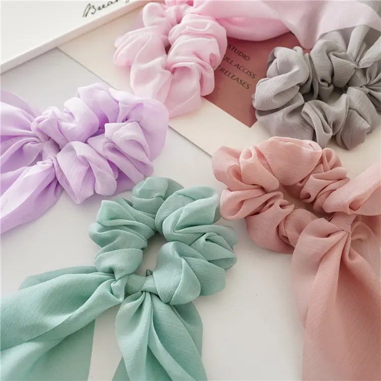 Light Blue Chiffon Bow Ribbon for Women