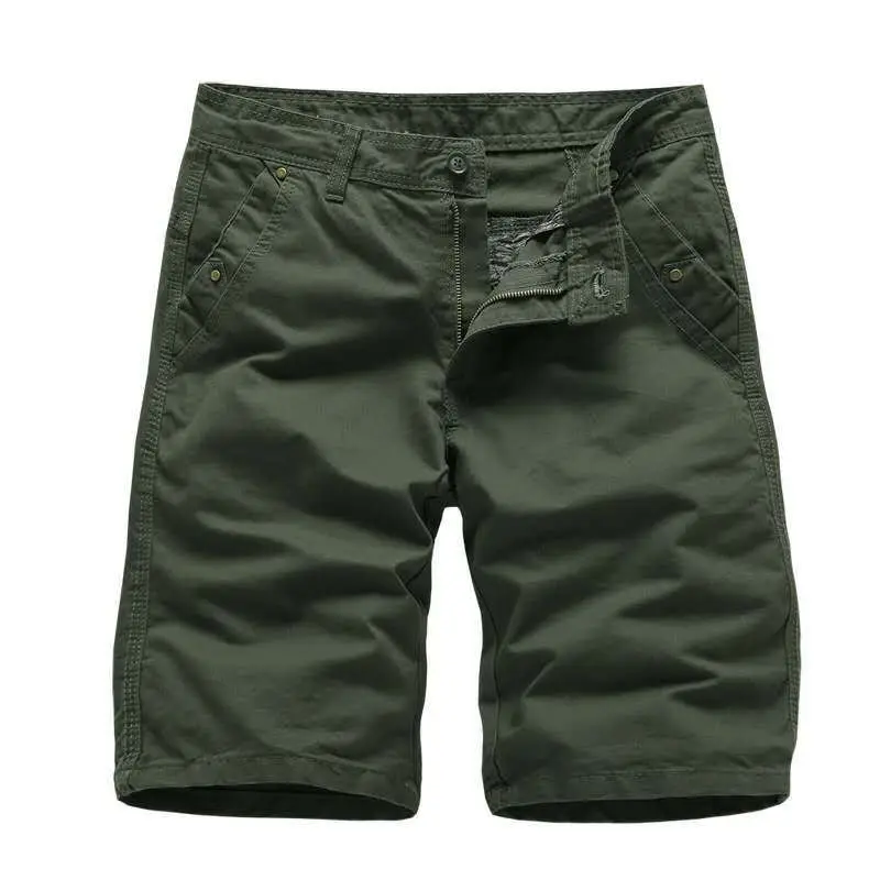 Men Green Cotton Casual Shorts Middle Length - Image 8