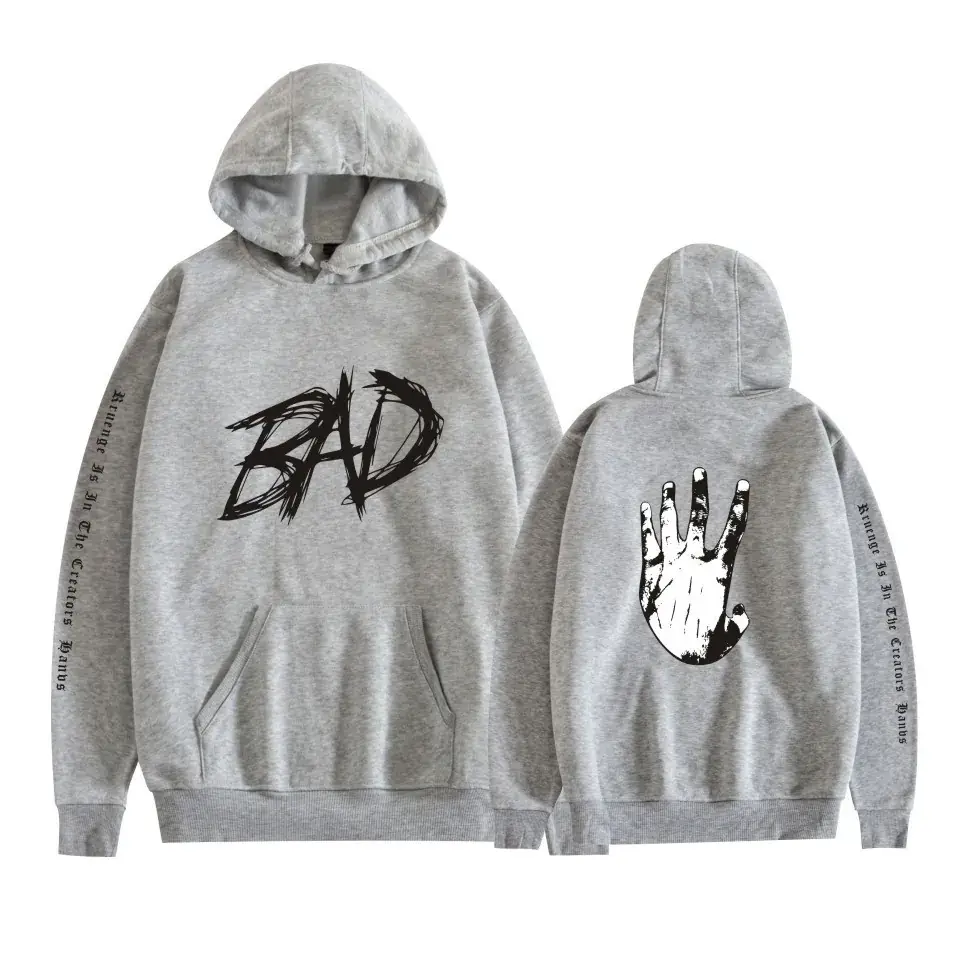 Black Hooded Sweatshirt with Red "BAD" Graphic for Men Women