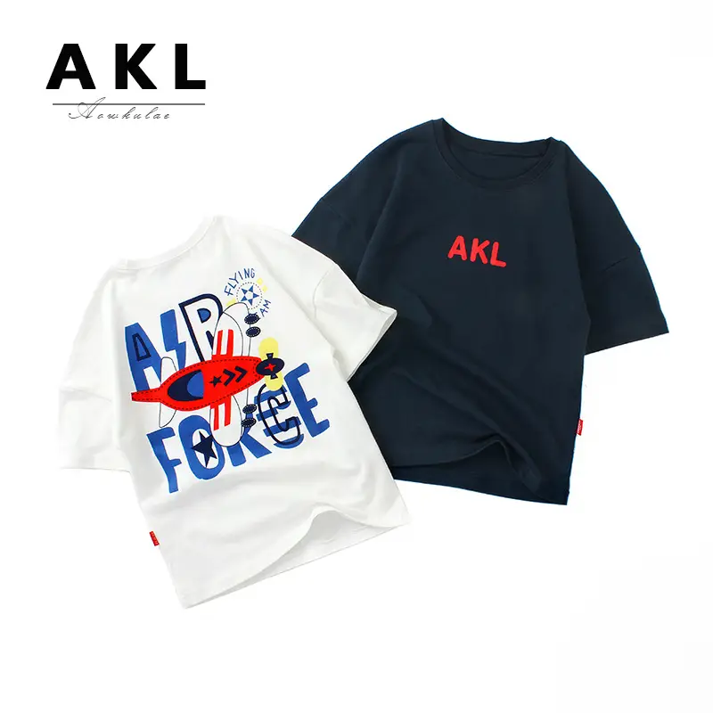 Kids Korean Style Cotton T-Shirt White Big Boys Cartoon Print - Image 7