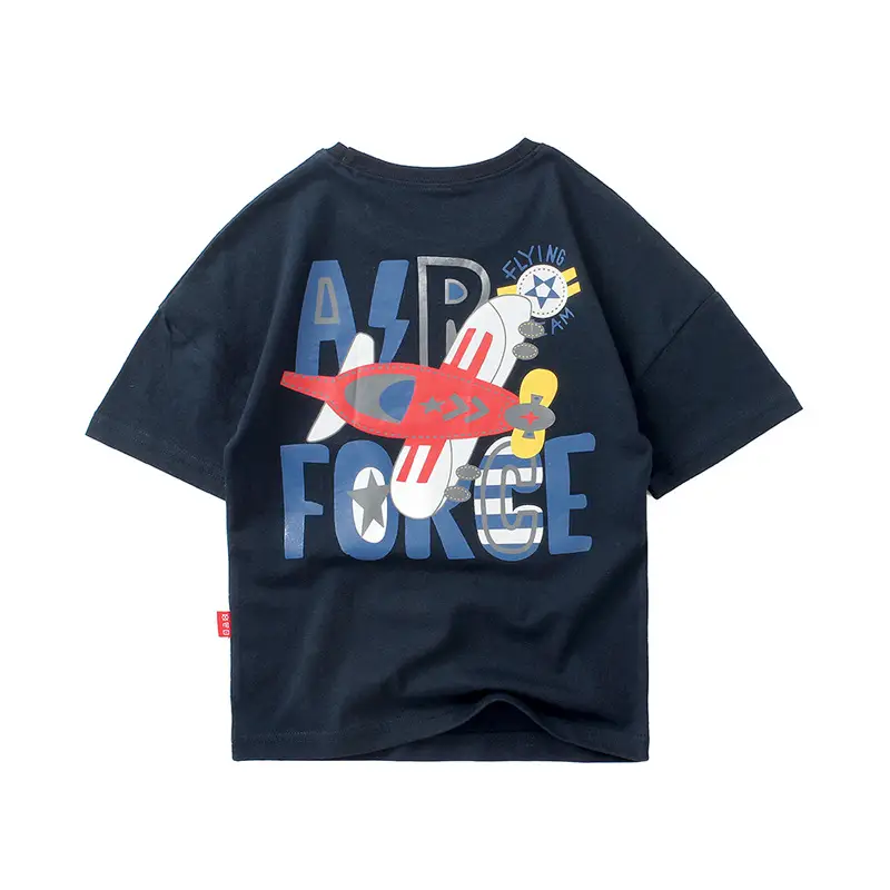 Kids Korean Style Cotton T-Shirt White Big Boys Cartoon Print - Image 8