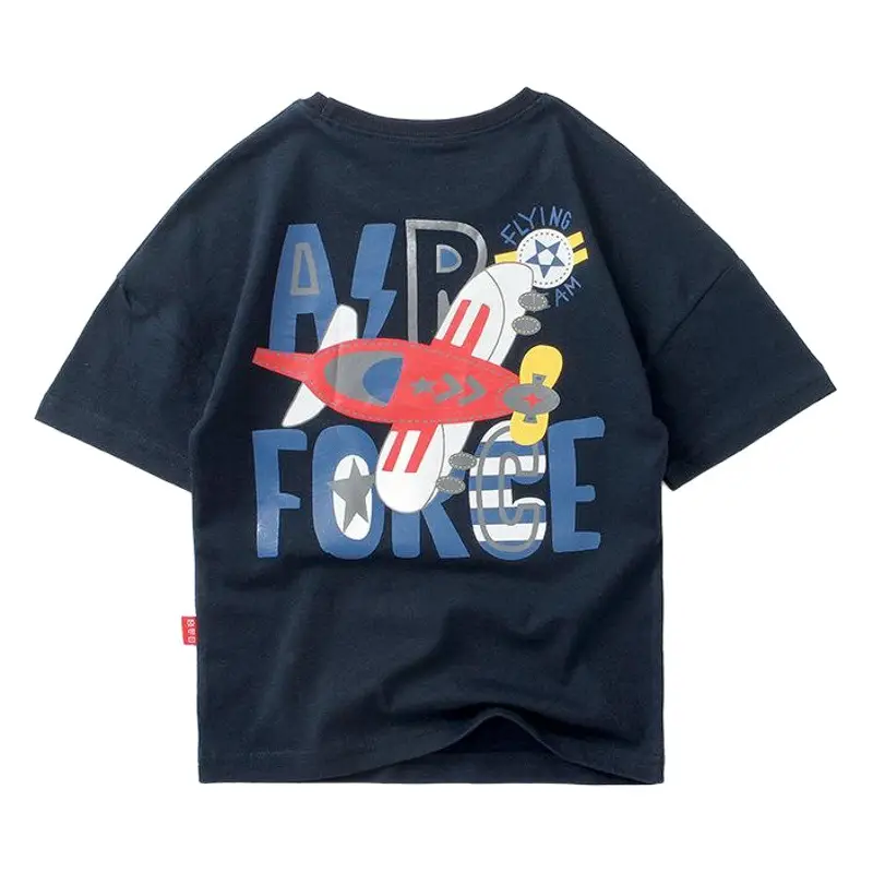Kids Korean Style Cotton T-Shirt White Big Boys Cartoon Print