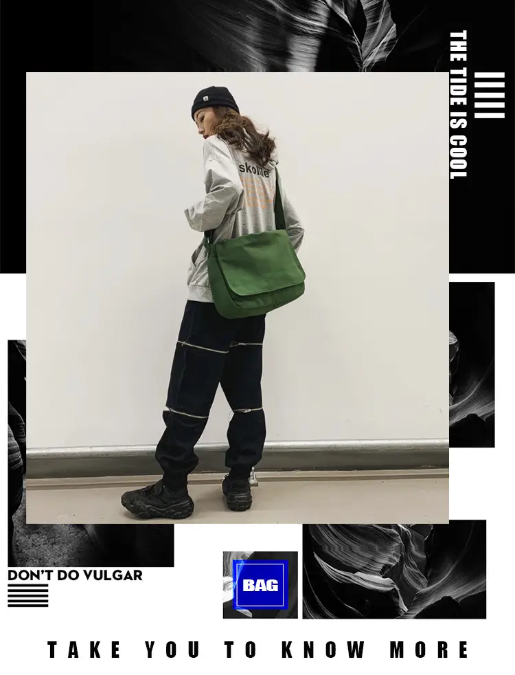 Black Canvas Satchel Bag for Men — feature 34
