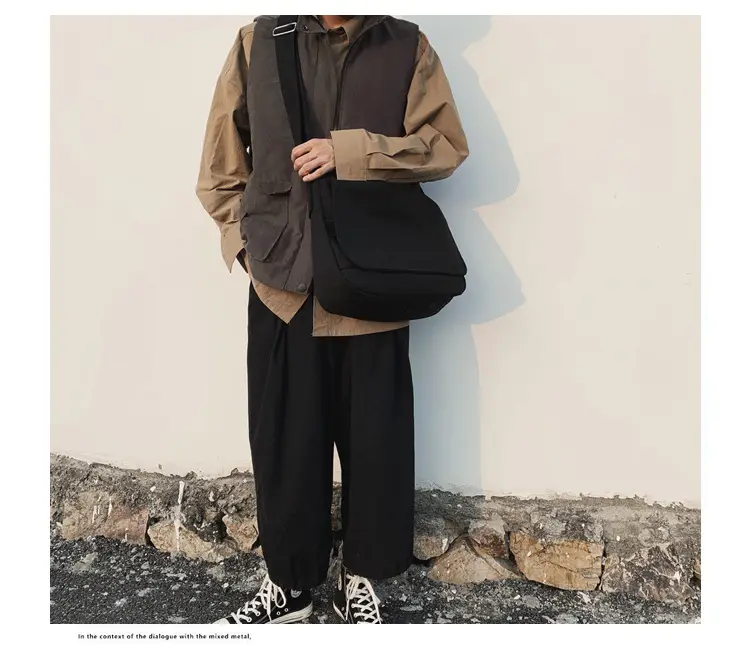 Black Canvas Satchel Bag for Men — feature 57