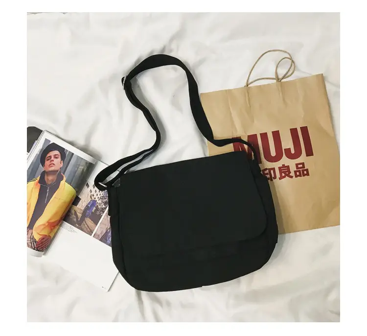 Black Canvas Satchel Bag for Men — feature 74