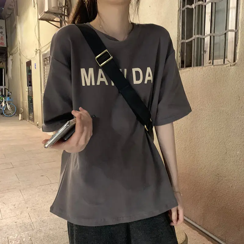 Matia Da Brown Letter Print Women T-Shirt - Image 2