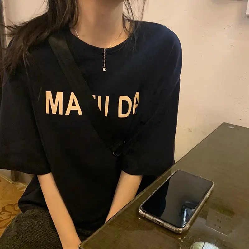 Matia Da Brown Letter Print Women T-Shirt - Image 4