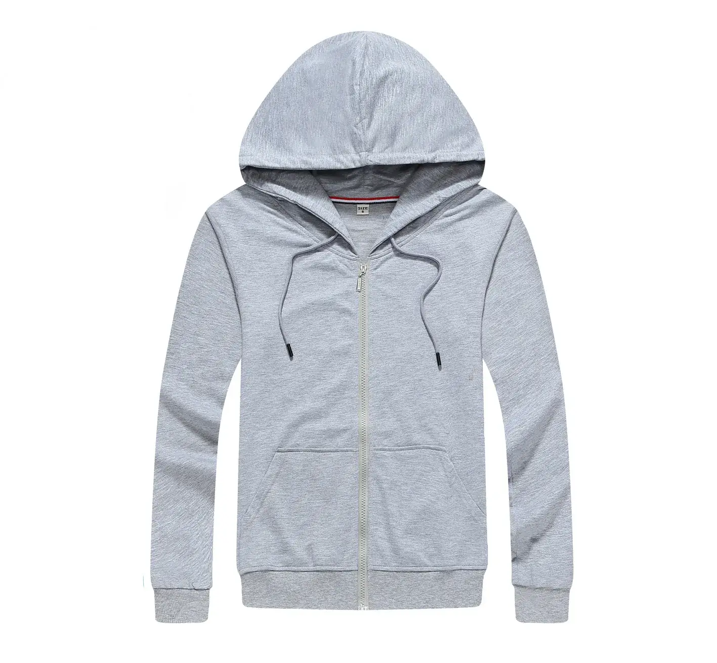 Men Grey Full Zip Hoodie Cotton Hooded Sweatshirt - Image 27