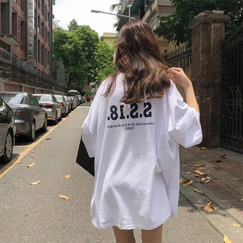 2025 Women Loose White Hip Hop Print T-Shirt - Image 5