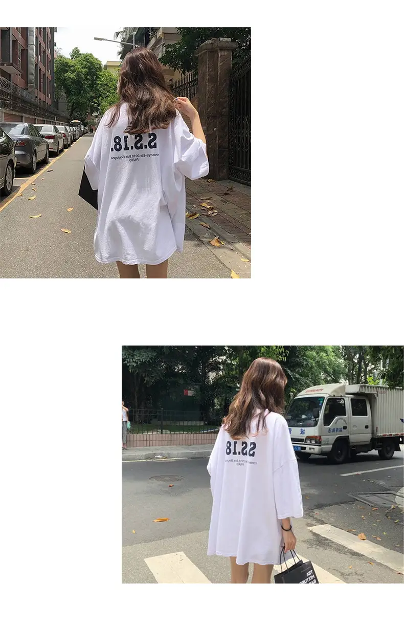 2025 Women Loose White Hip Hop Print T-Shirt — feature 10