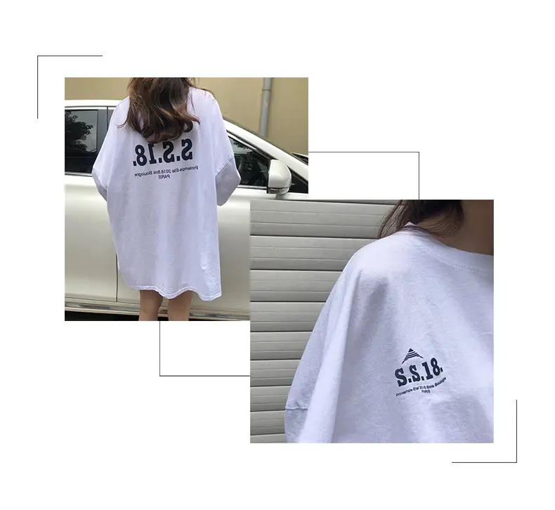 2025 Women Loose White Hip Hop Print T-Shirt — feature 11