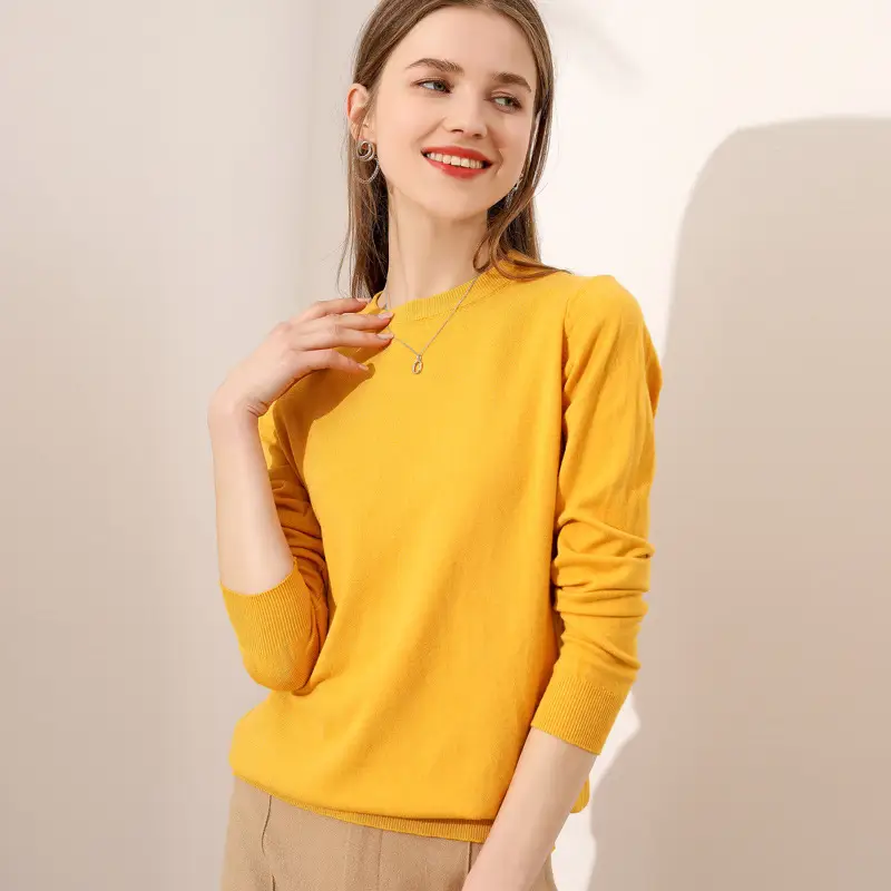 Women's Grey Knitted Long Sleeve Sweater Round Neck - Image 19