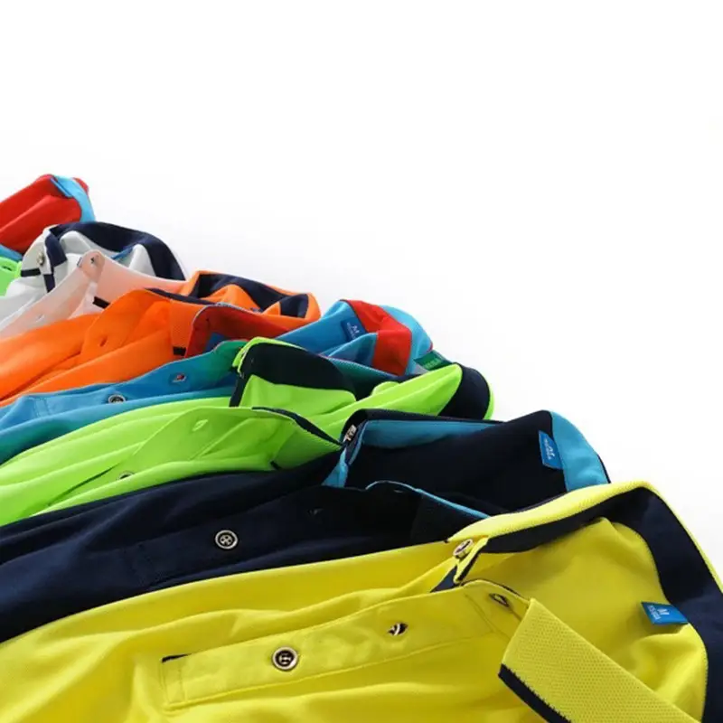 Men Ice Silk Polo Shirt Blue Red Slim Fit