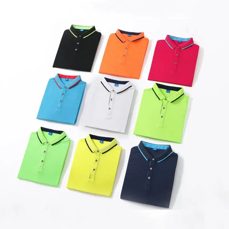 Men Ice Silk Polo Shirt Blue Red Slim Fit