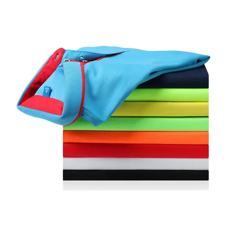 Men Ice Silk Polo Shirt Blue Red Slim Fit