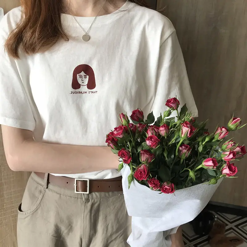 Women's Half-Sleeve T-Shirt White 2025 Summer Loose Fit - Image 6