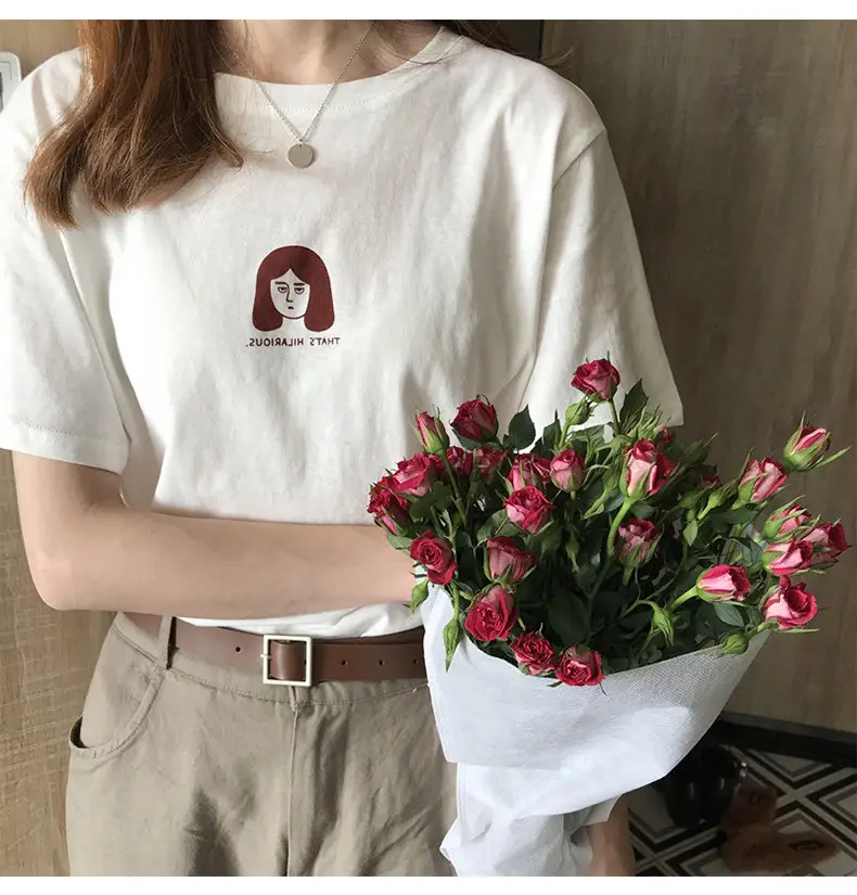 Women's Half-Sleeve T-Shirt White 2025 Summer Loose Fit — feature 12