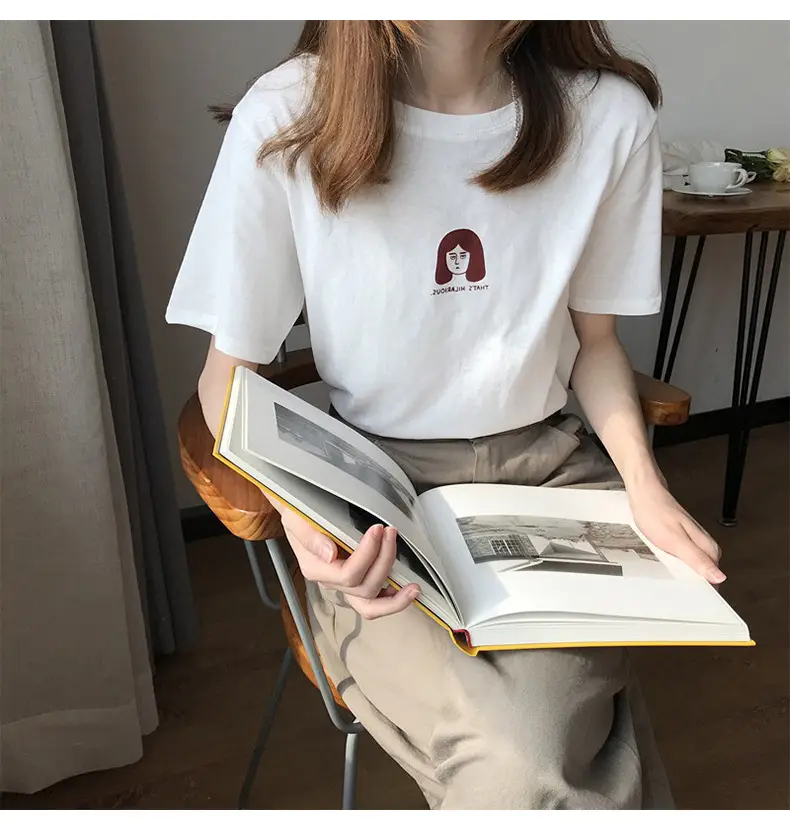 Women's Half-Sleeve T-Shirt White 2025 Summer Loose Fit — feature 13