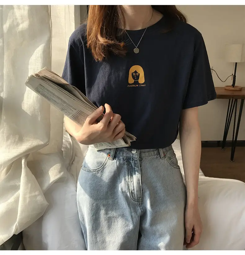Women's Half-Sleeve T-Shirt White 2025 Summer Loose Fit — feature 3
