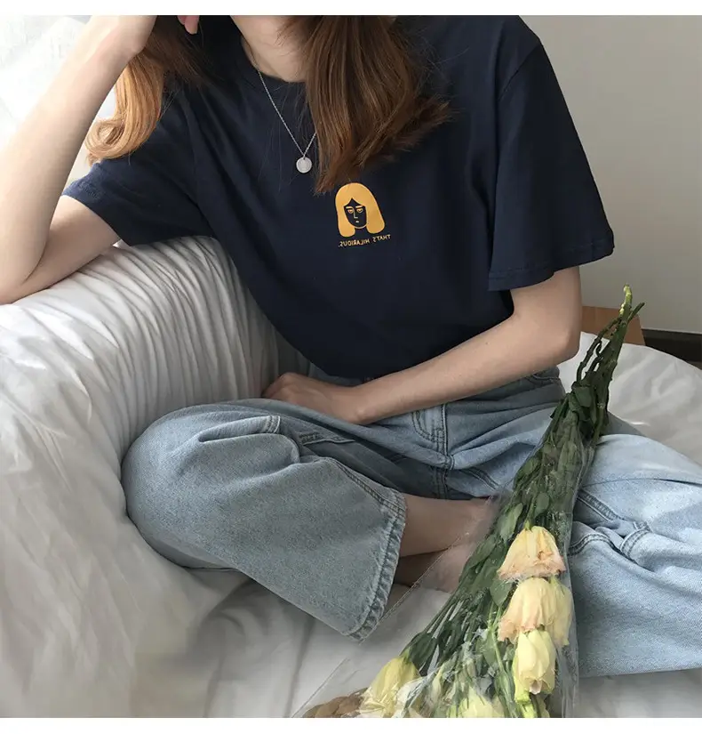 Women's Half-Sleeve T-Shirt White 2025 Summer Loose Fit — feature 8