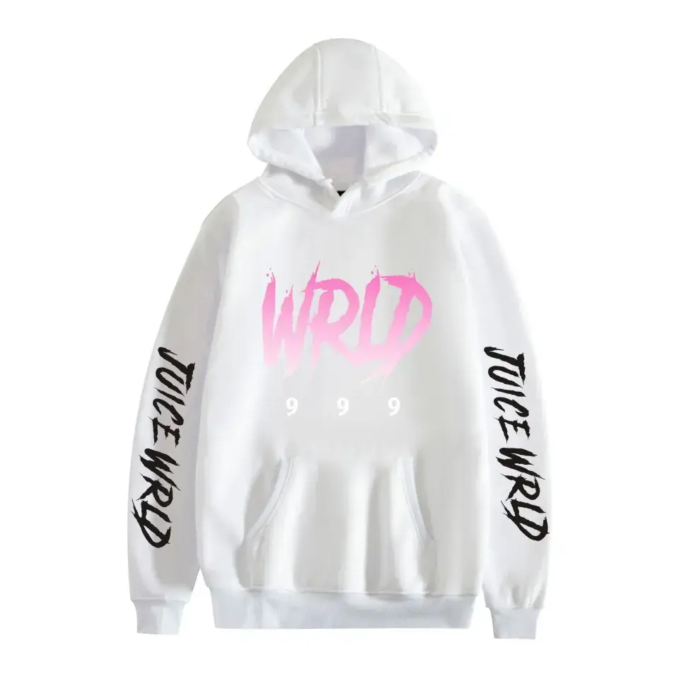 Wrld Hooded Pullover Men Grey Pink Graphic
