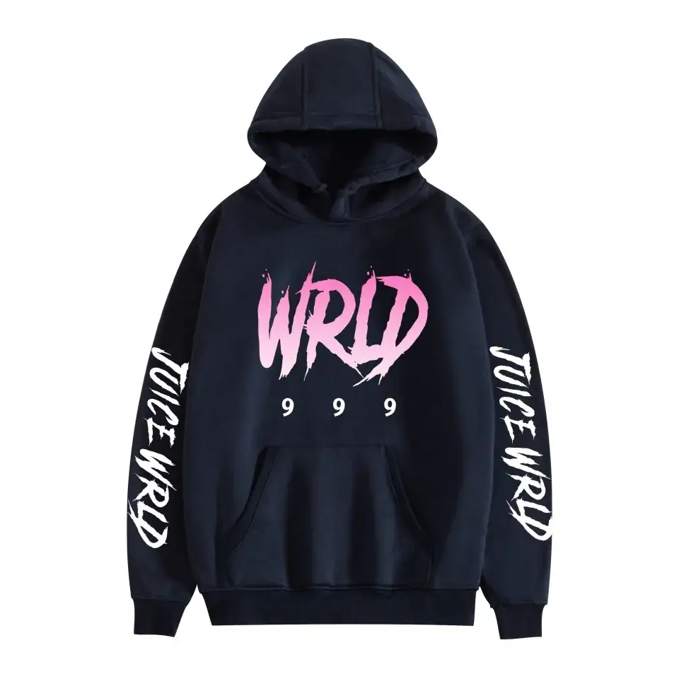 Wrld Hooded Pullover Men Grey Pink Graphic