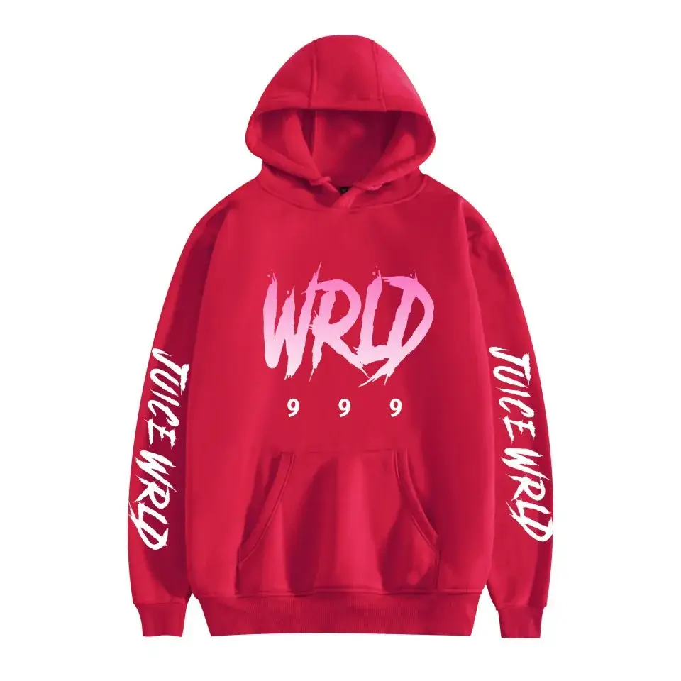 Wrld Hooded Pullover Men Grey Pink Graphic