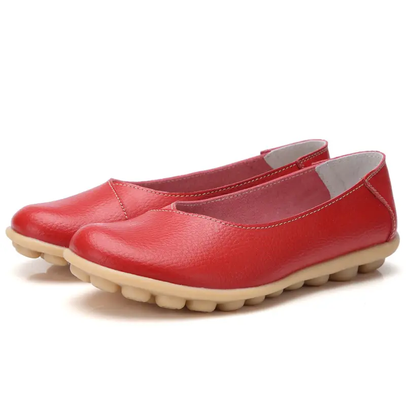 2020 Autumn and Winter Cowhide Beanie Shoes Women's Large Size Mom's Shoes Flat Maternity Shoes Tbottomon Soft Sole 35-44 - Image 13
