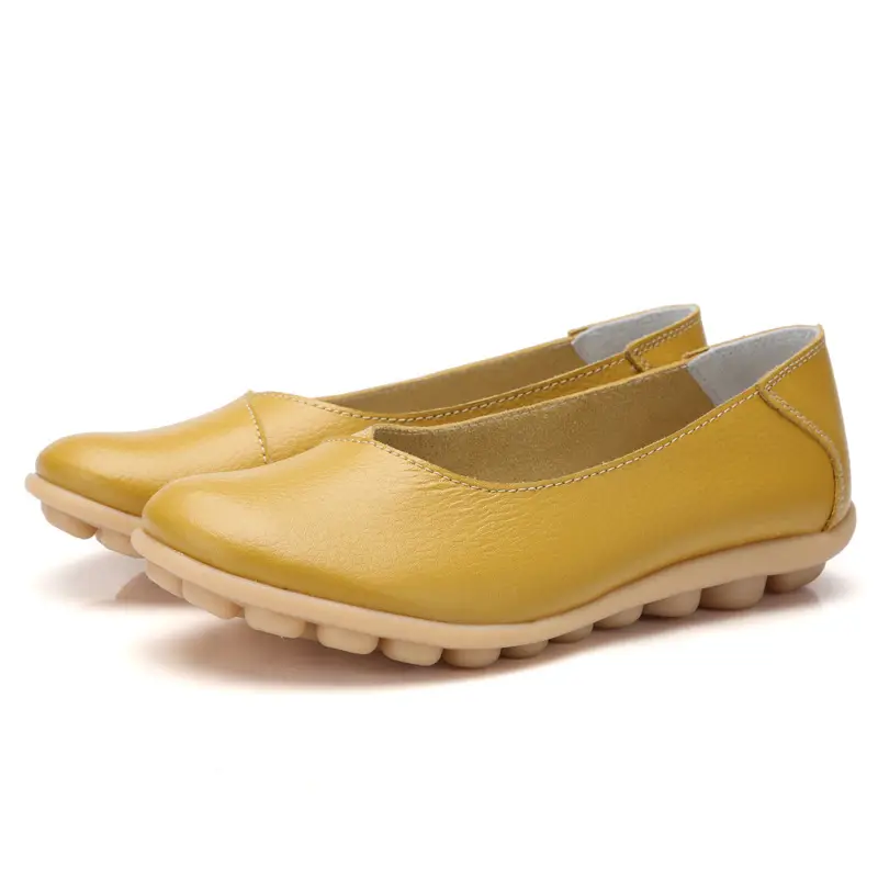2020 Autumn and Winter Cowhide Beanie Shoes Women's Large Size Mom's Shoes Flat Maternity Shoes Tbottomon Soft Sole 35-44 - Image 14
