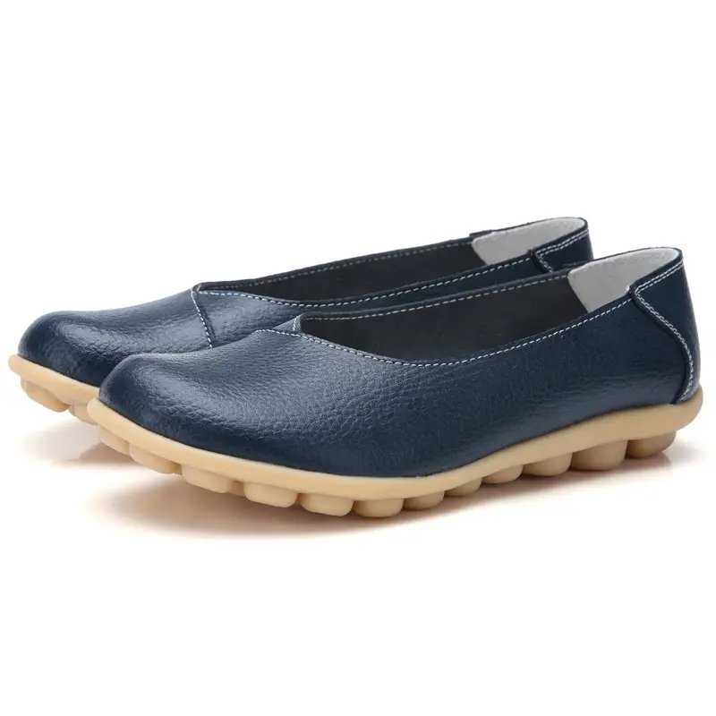 2020 Autumn and Winter Cowhide Beanie Shoes Women's Large Size Mom's Shoes Flat Maternity Shoes Tbottomon Soft Sole 35-44 - Image 15