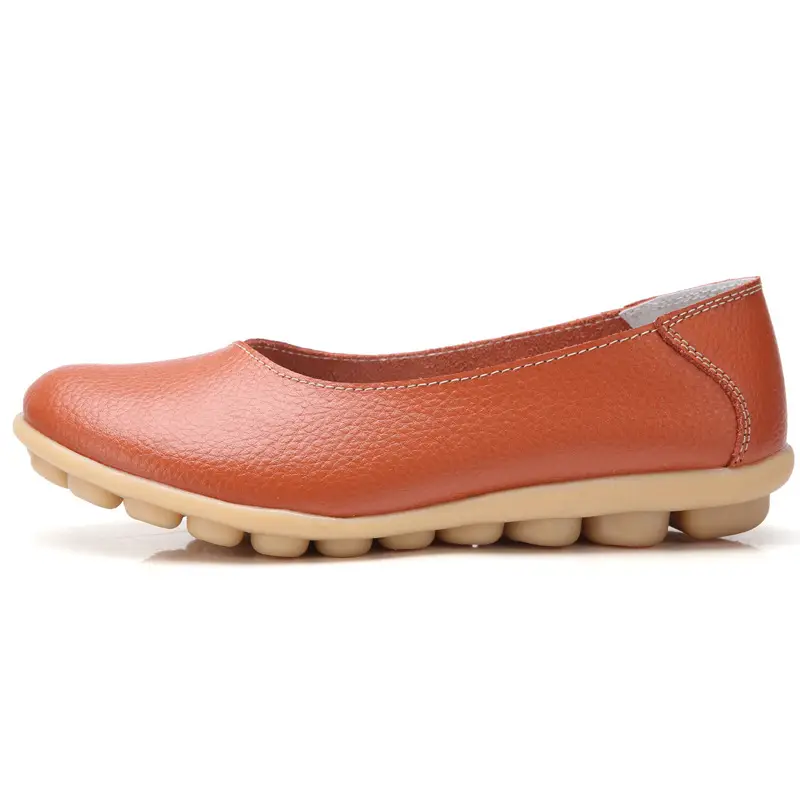 2020 Autumn and Winter Cowhide Beanie Shoes Women's Large Size Mom's Shoes Flat Maternity Shoes Tbottomon Soft Sole 35-44 - Image 10