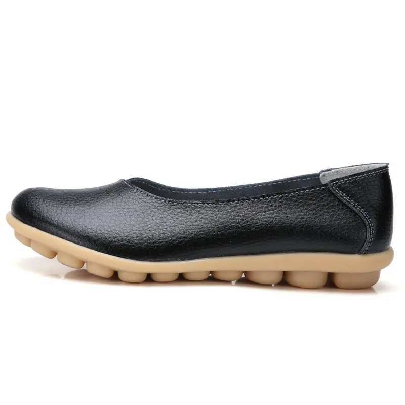 2020 Autumn and Winter Cowhide Beanie Shoes Women's Large Size Mom's Shoes Flat Maternity Shoes Tbottomon Soft Sole 35-44 - Image 4