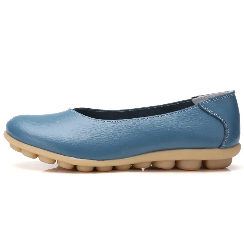 2020 Autumn and Winter Cowhide Beanie Shoes Women's Large Size Mom's Shoes Flat Maternity Shoes Tbottomon Soft Sole 35-44 - Image 5