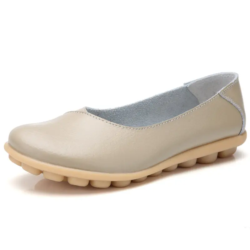 2020 Autumn and Winter Cowhide Beanie Shoes Women's Large Size Mom's Shoes Flat Maternity Shoes Tbottomon Soft Sole 35-44 - Image 6
