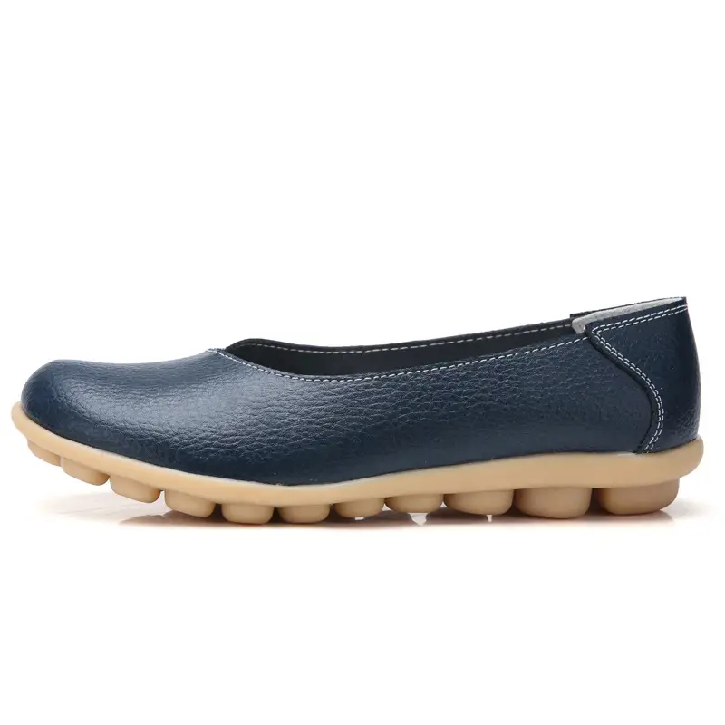 2020 Autumn and Winter Cowhide Beanie Shoes Women's Large Size Mom's Shoes Flat Maternity Shoes Tbottomon Soft Sole 35-44 - Image 7