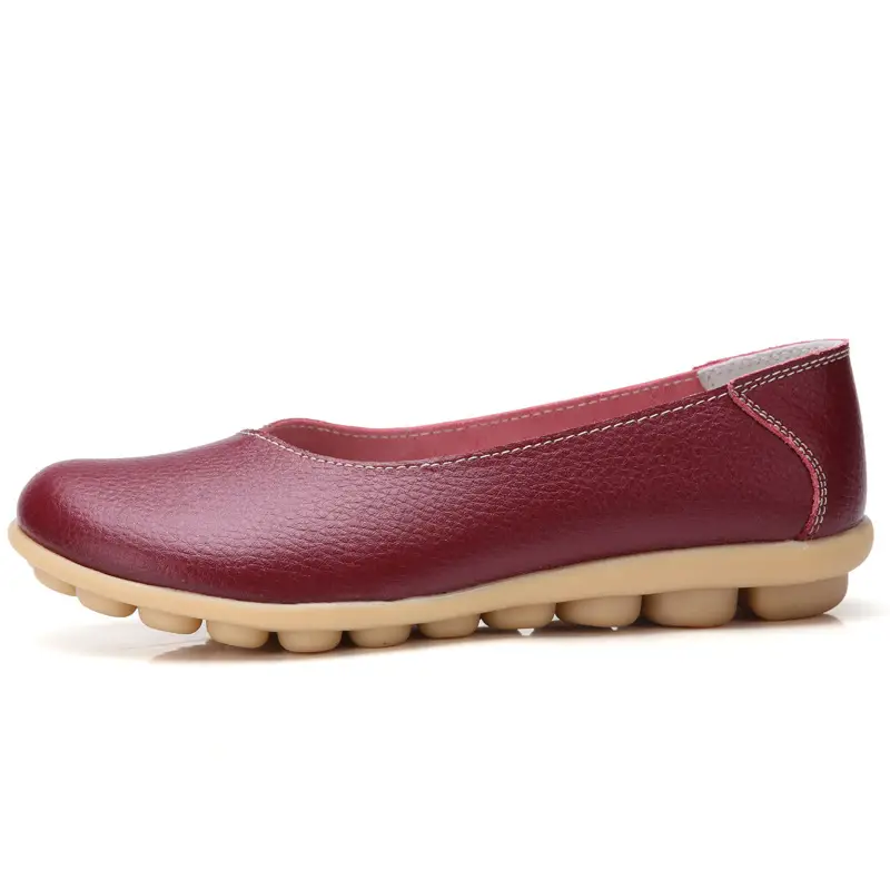 2020 Autumn and Winter Cowhide Beanie Shoes Women's Large Size Mom's Shoes Flat Maternity Shoes Tbottomon Soft Sole 35-44 - Image 8