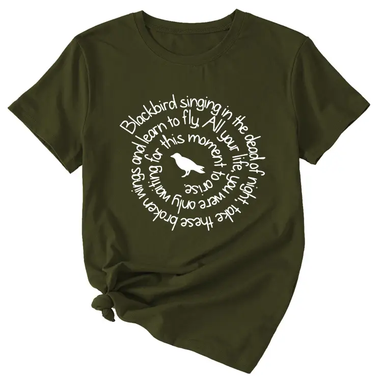 Women Yellow T-Shirt with Blackbird Graphic Design - Image 6
