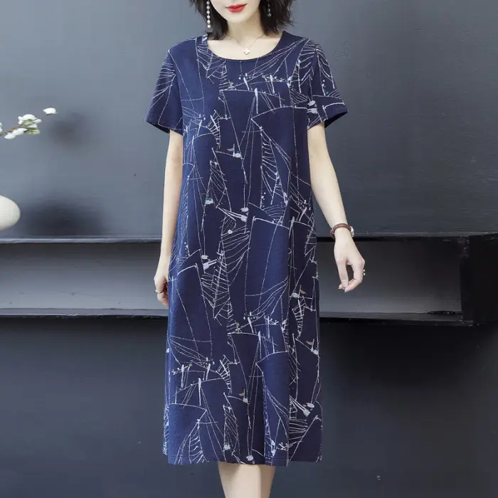 2025 Summer Dress Blue Constellation Print Loose Skirt - Image 4