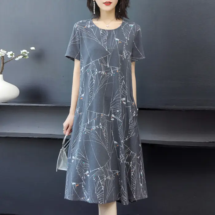 2025 Summer Dress Blue Constellation Print Loose Skirt - Image 5